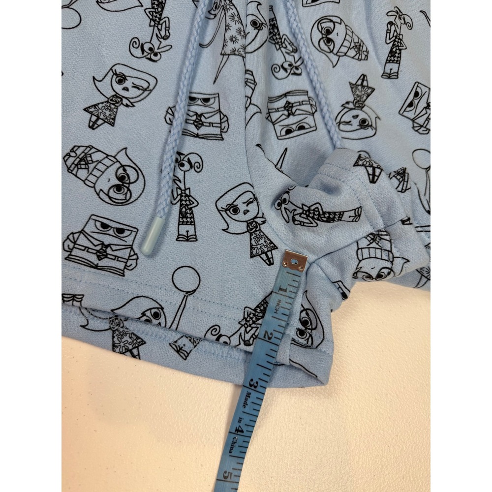 Disney Pixar Inside Out 2 Sweat Shorts Womens Large Blue Fleece Lounge Pockets - Picture 5 of 8
